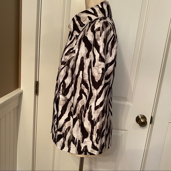 CHICO’S JACKET BLACK WHITE GRAY ZIP FRONT COLLAR POCKETS SIZE 0 S - Picture 4 of 8